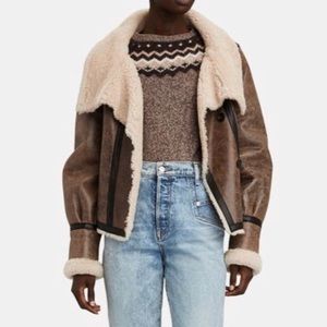 Veronica Beard Aviator Shearling Jacket Sz 2